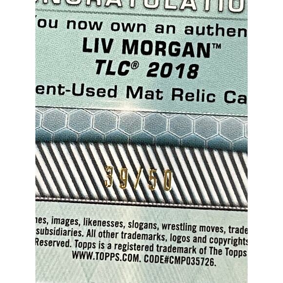 Liv Morgan 2019 Topps WWE Women's Division Mat Relics Orange #d 39/50 #MR-LI - Picture 3 of 7